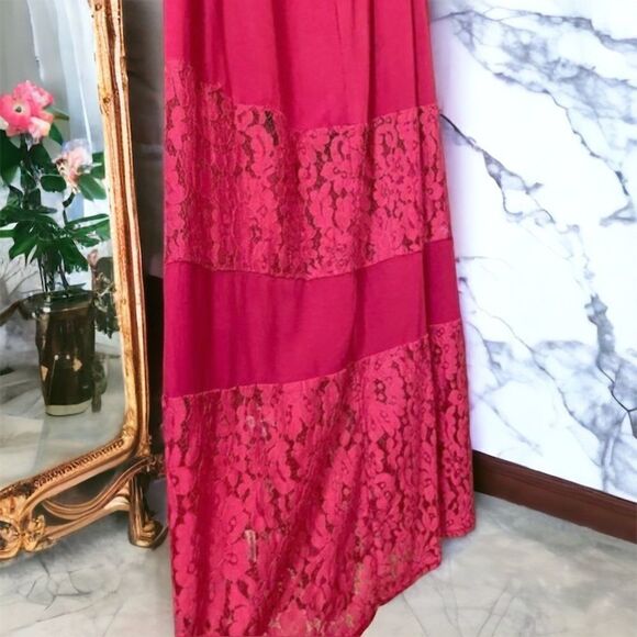 Zanzea l Maxi Lace Dress l Wine Red l 100% Rayon l BoHo Style l 12 l EUC - Picture 4 of 8